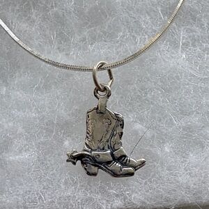 Elegant Sterling  Silver Necklace with Cowboy Boots Pendant